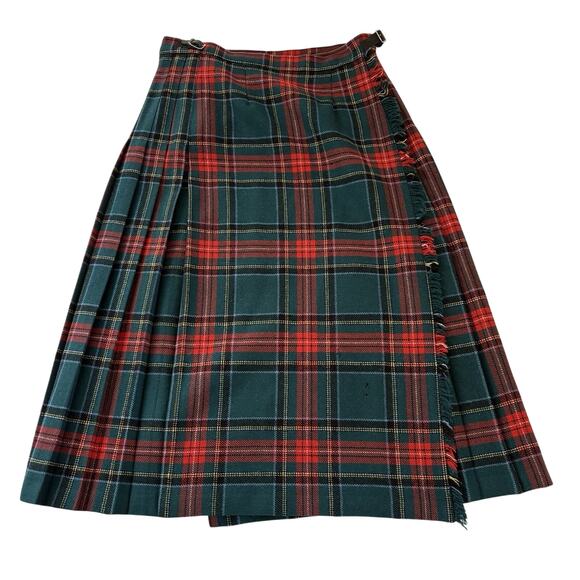 Vtg Laird Portch of Scotland Red Tartan Plaid Wrap Skirt Wool Waist 28 *read* - Picture 1 of 13
